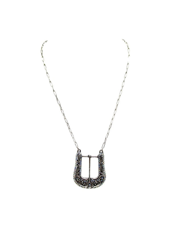 Western Belt Buckle AB Look Necklace