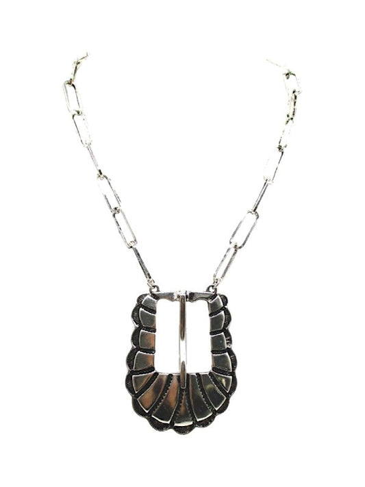Western Large Belt Buckle Pendant Necklace