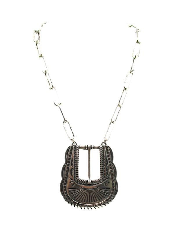 Western Large Belt Buckle Pendant Necklace
