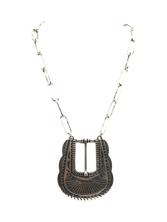Western Large Belt Buckle Pendant Necklace