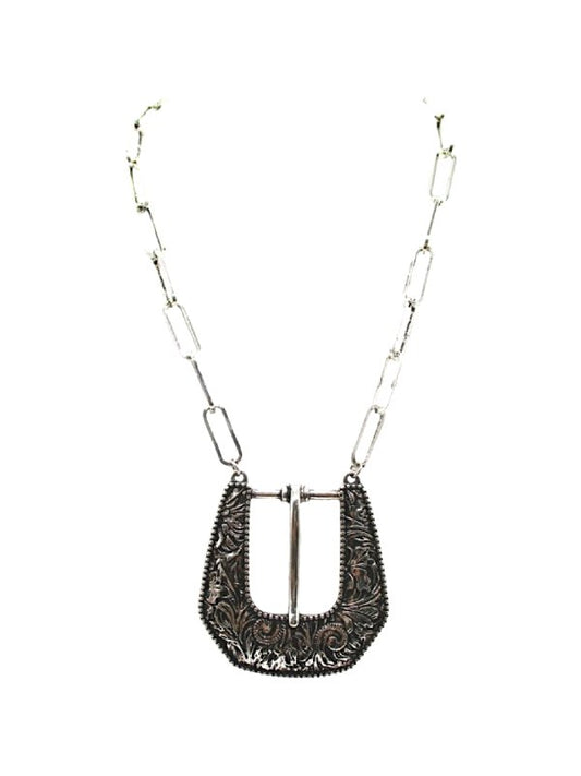 Western Large Belt Buckle Pendant Necklace