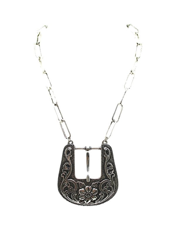 Western Large Belt Buckle Pendant Necklace