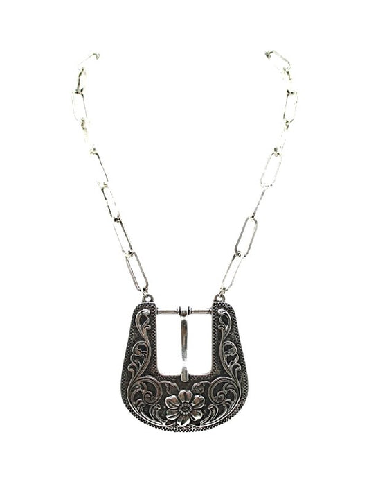 Western Large Belt Buckle Pendant Necklace