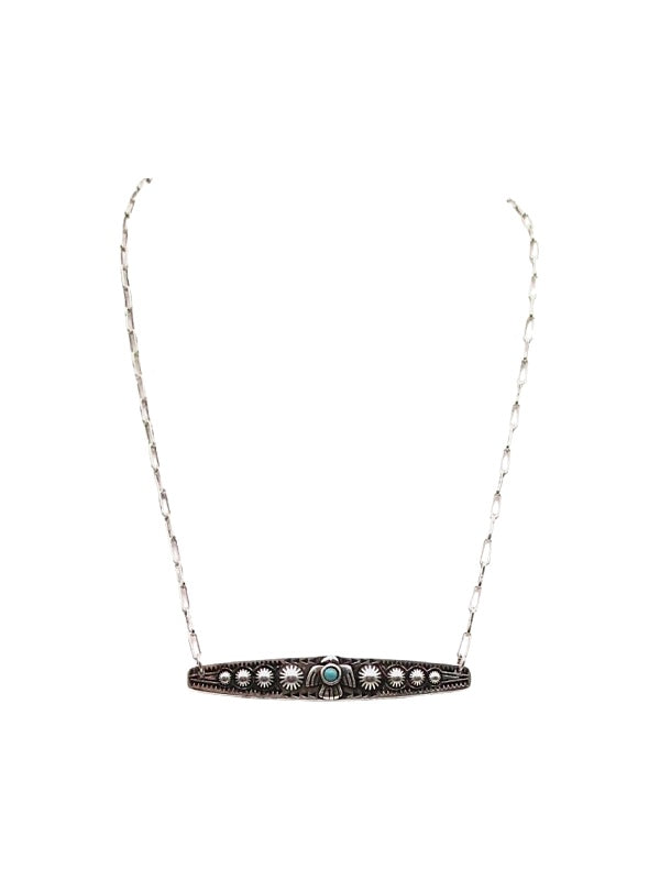 Western Thunderbird Bar Turquoise Necklace
