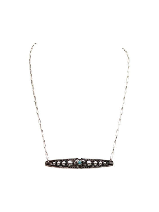 Western Thunderbird Bar Turquoise Necklace