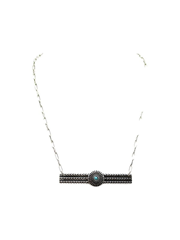 Western Bar Round Turquoise Necklace