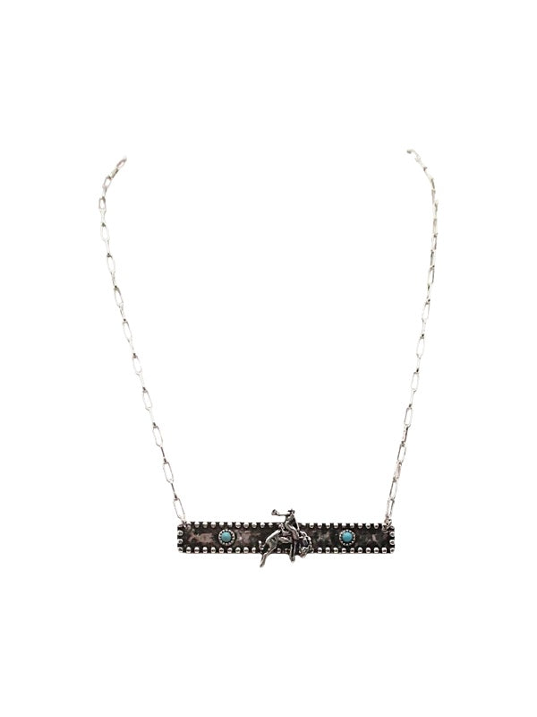 Western Bronc Rider Bar Turquoise Necklace
