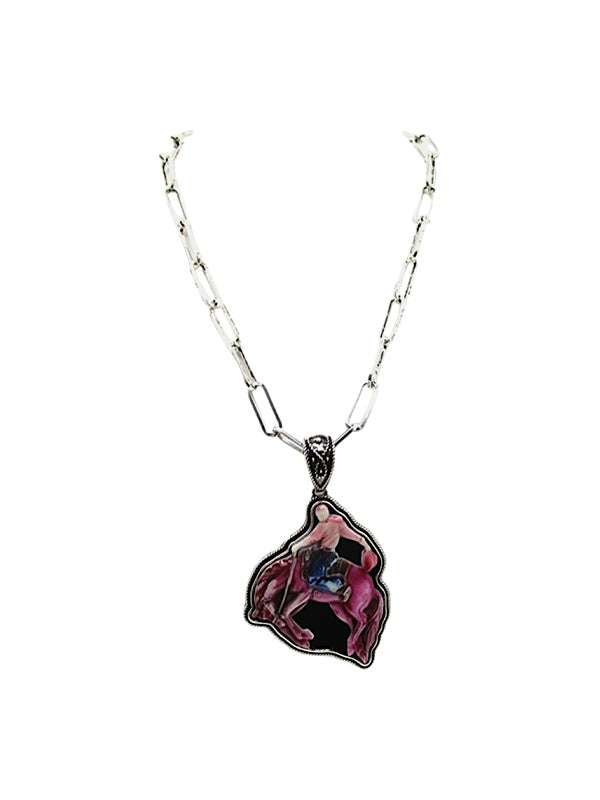 Western Multi Color Bronc Rider Necklace