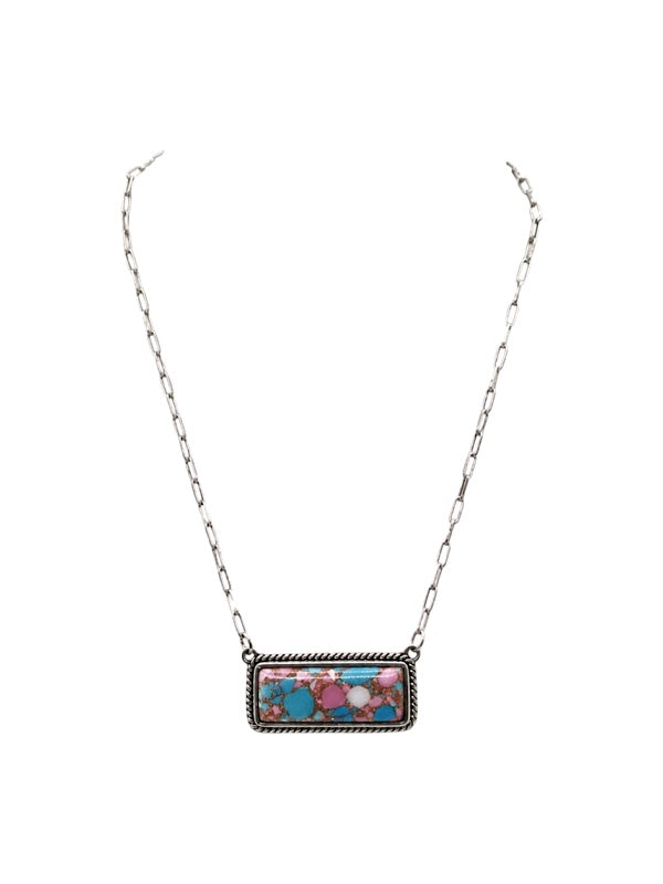 Western Cotton Candy Stone Bar Necklace
