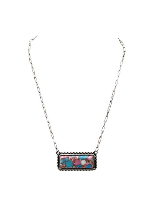 Western Cotton Candy Stone Bar Necklace