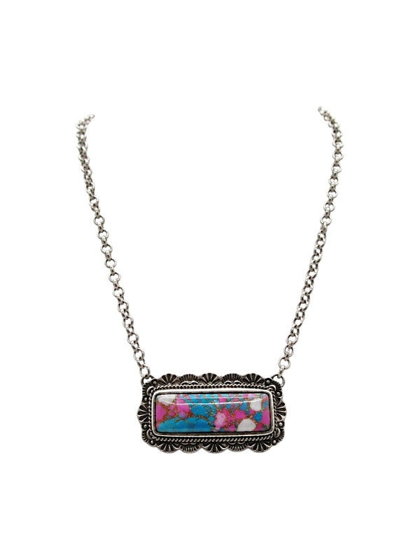Western Cotton Candy Stone Bar Necklace
