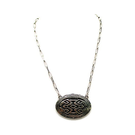 Western Oval Aztec Concho Necklace (SN1012)