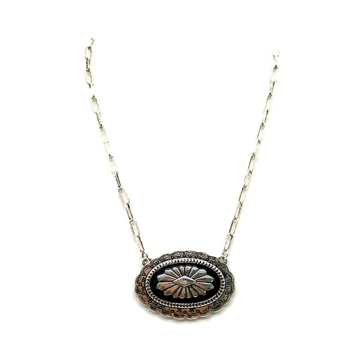 Western Oval Aztec Concho Necklace (SN1014)
