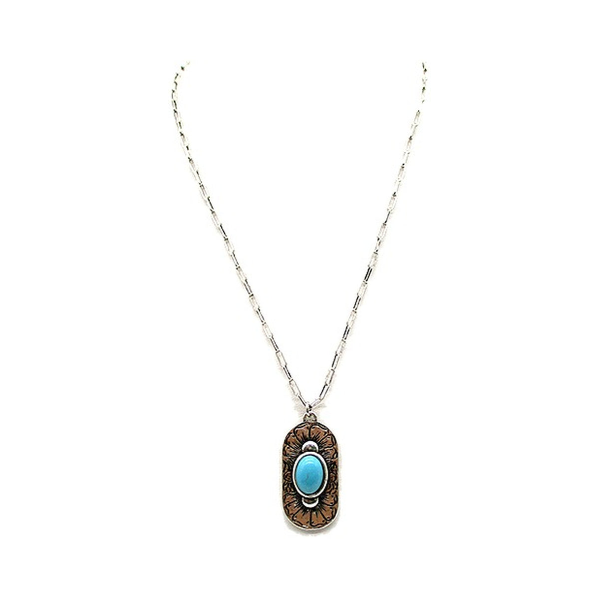 Western Oval Concho Turquoise Necklace