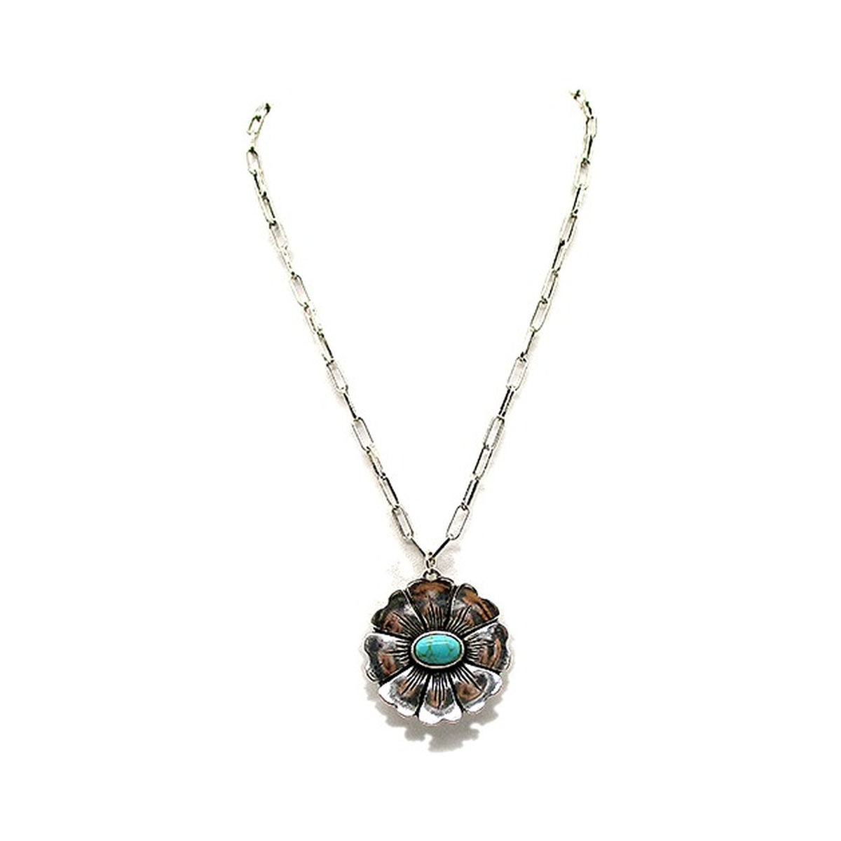 Western Flower Concho Turquoise Necklace