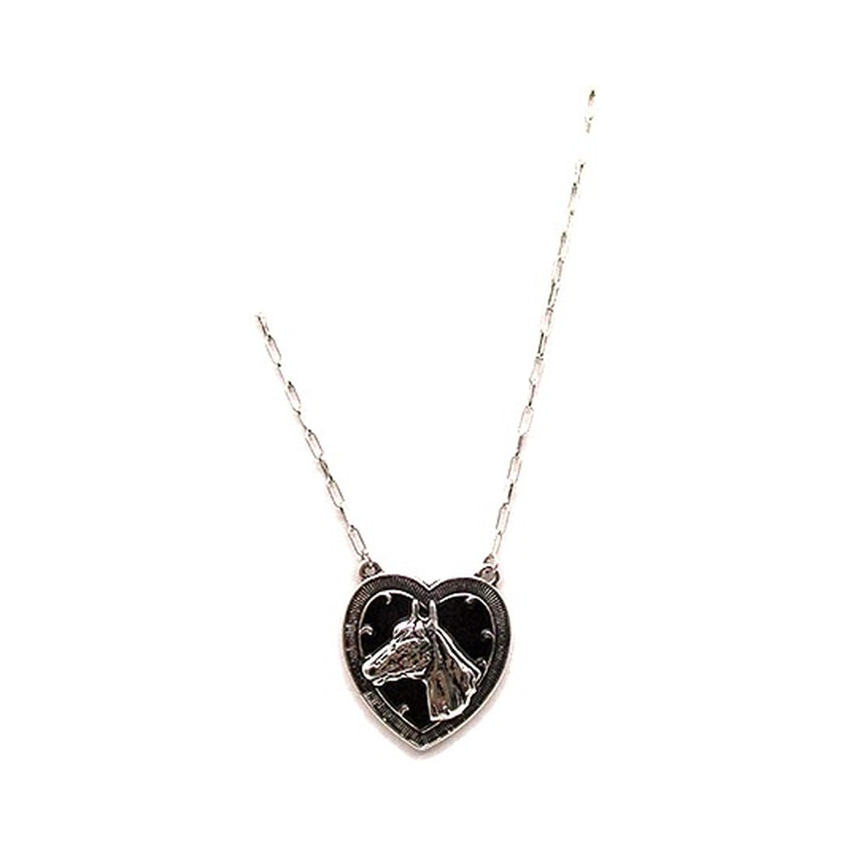 Western Black Heart Horse Necklace