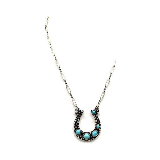 Western Horseshoe Turquoise Necklace (SN1028)