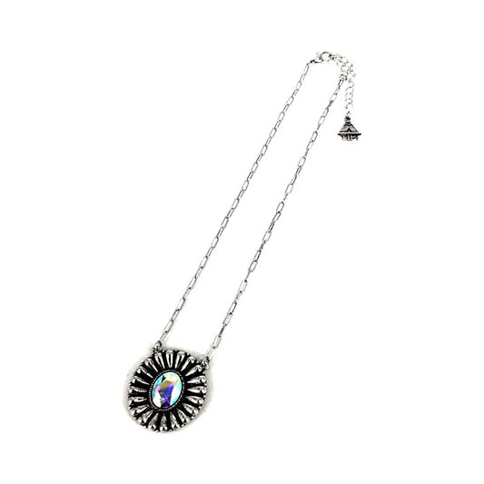 Western AB Flower Concho Necklace