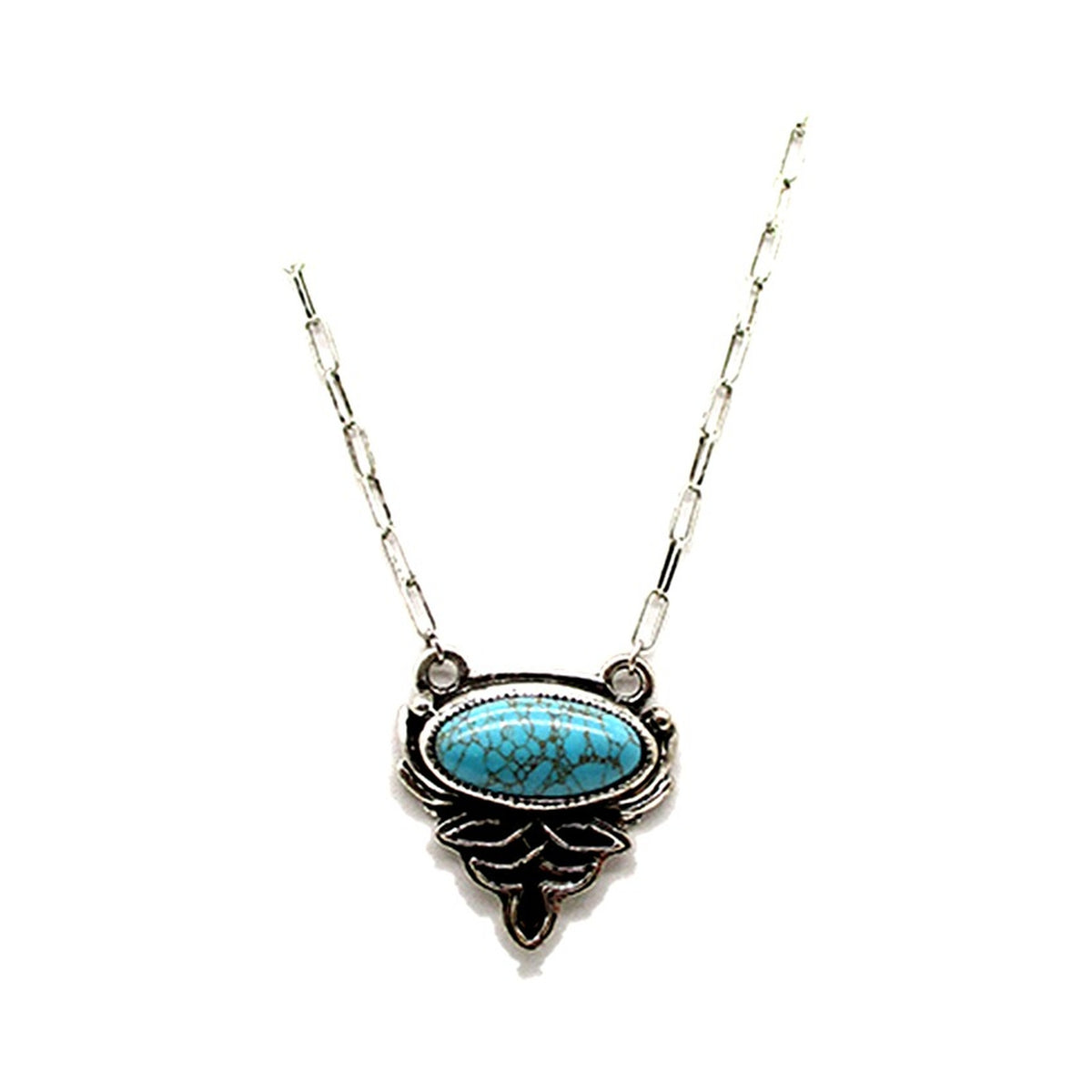 Western Boot Stitch Turquoise Necklace - Turquoise