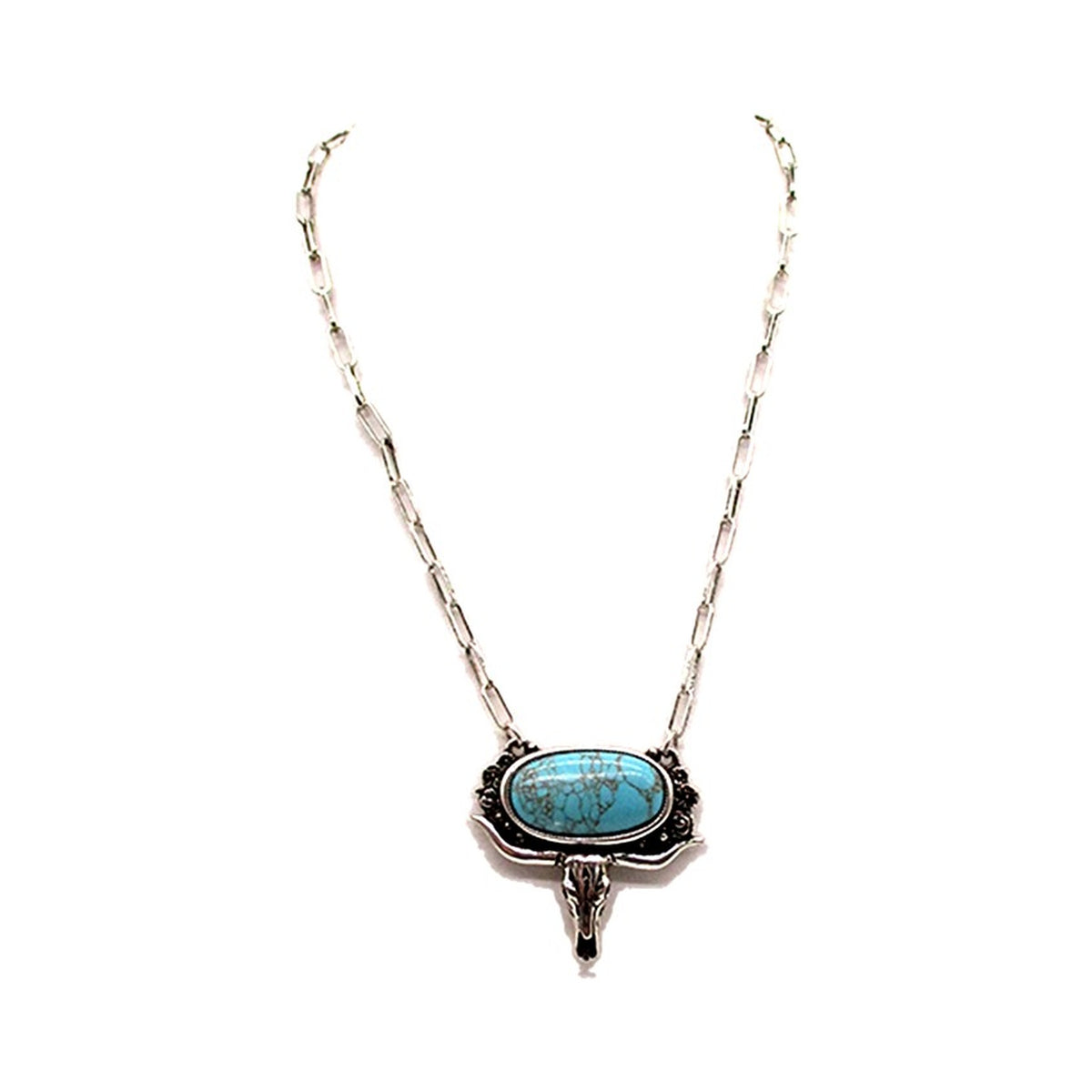 Western Steerhead Turquoise Necklace - Turquoise