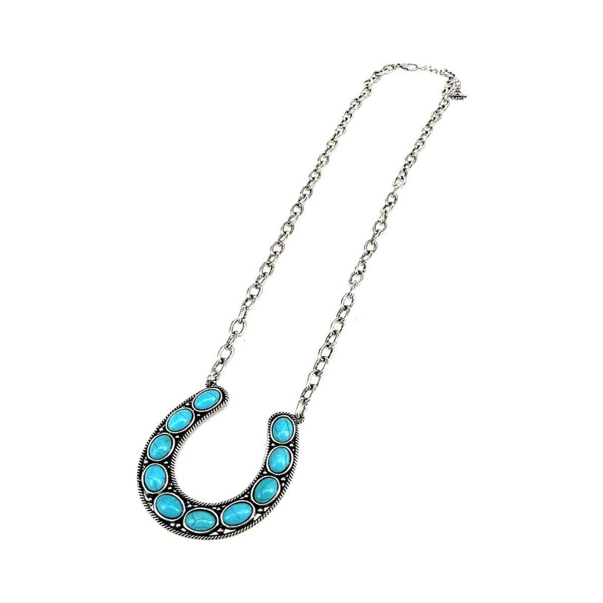 Western Large Horseshoe Turquoise Necklace - Turquoise