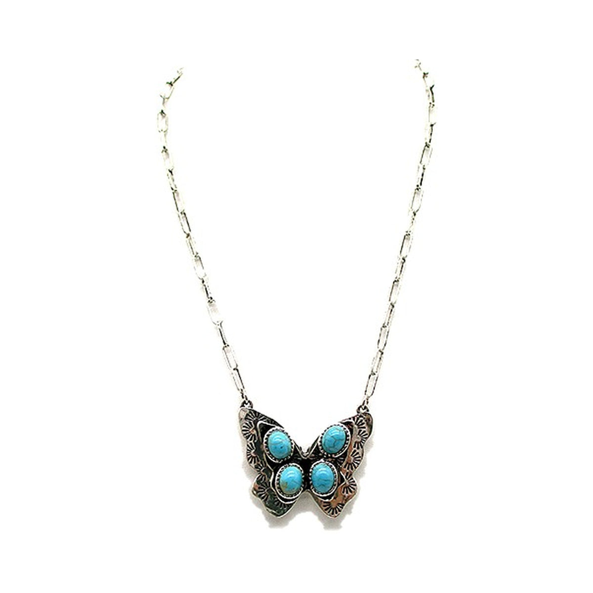 Western Butterfly Turquoise Necklace (SN1059)
