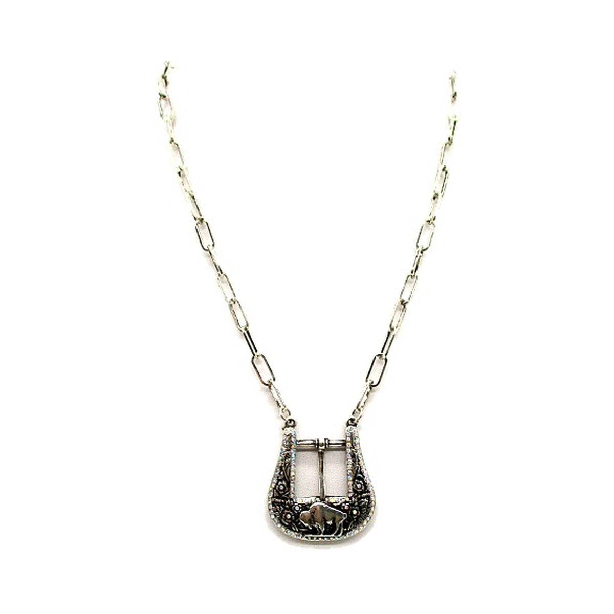 Western Buffalo Belt Buckle Small Necklace