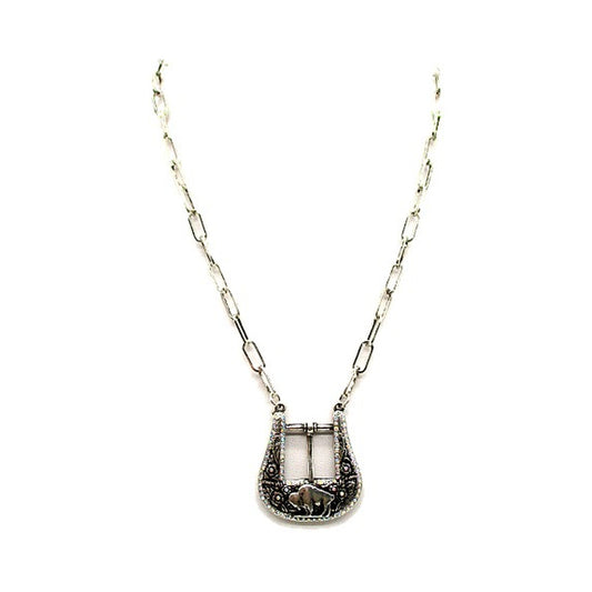 Western Buffalo Belt Buckle Small Necklace