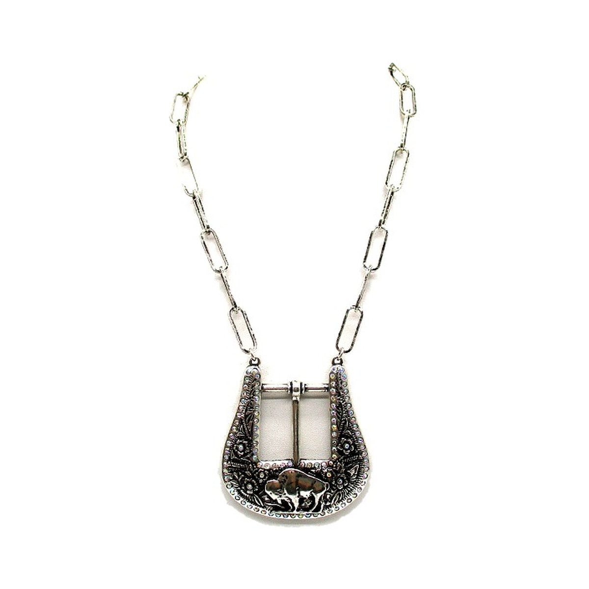 Western Buffalo Belt Buckle Necklace