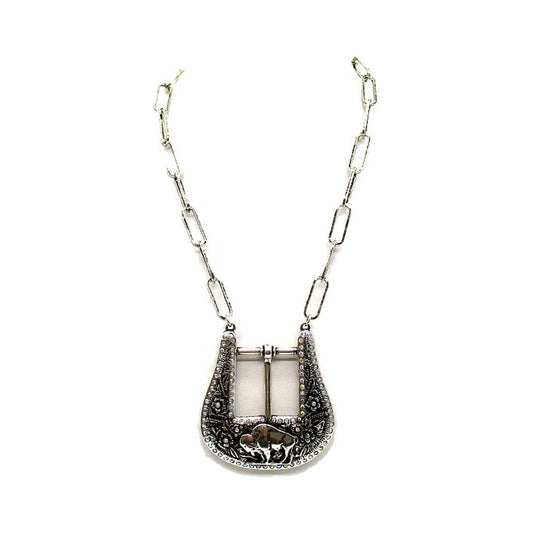 Western Buffalo Belt Buckle Necklace