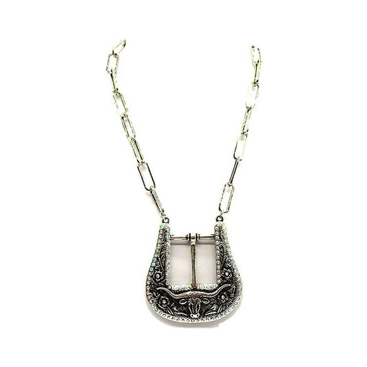 Western Steerhead Belt Buckle Necklace