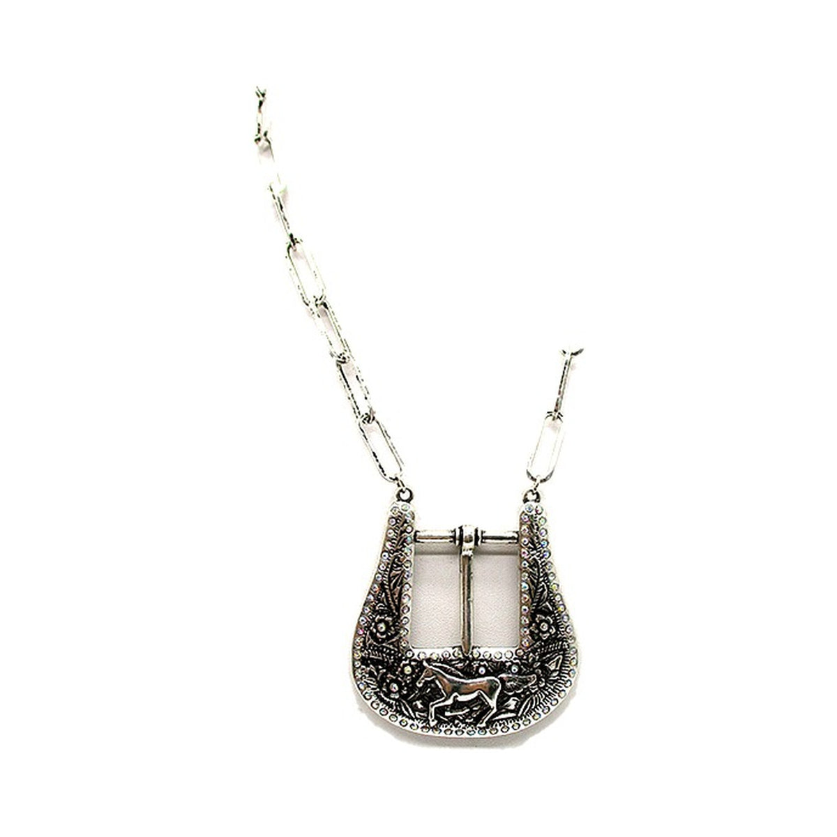 Western Horse Belt Buckle Necklace (SN1066)