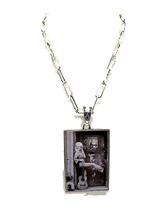 Western Black & White Portrait Pendant Necklace