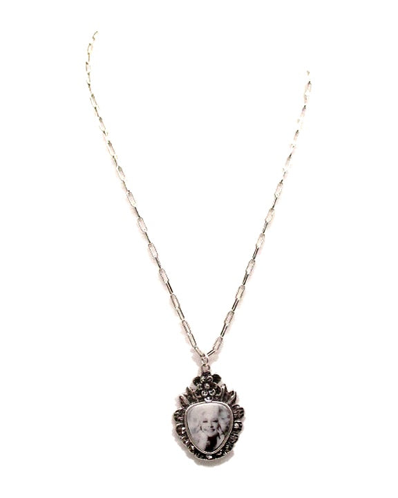 Western Floral Crest Portrait Pendant Necklace
