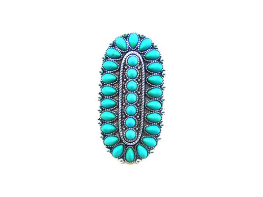 Western Turquoise Stone Concho Cuff Ring