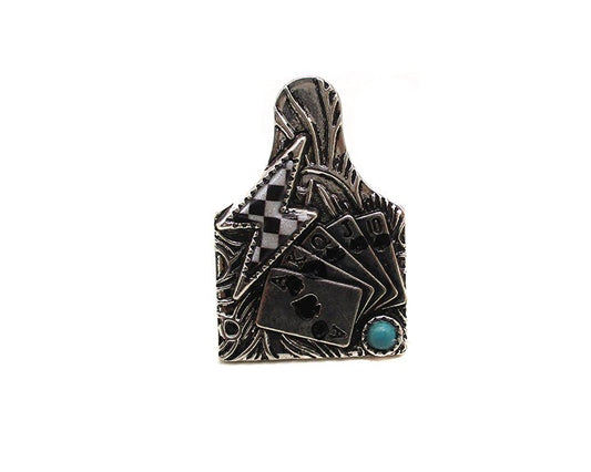 Western Cattle Tag Lightning Checker Cuff Ring
