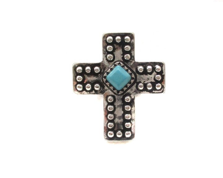 Western Cross Turquoise Cuff Ring