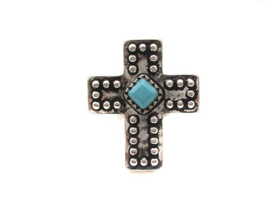 Western Cross Turquoise Cuff Ring
