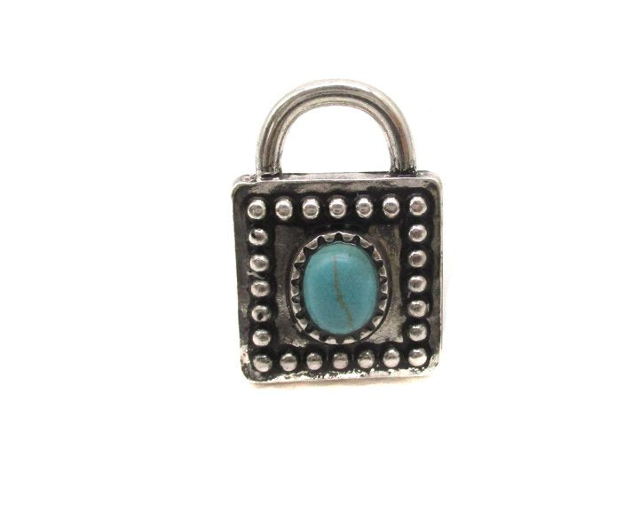 Western Lock Turquoise Cuff Ring