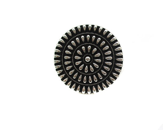 Western Metal Round Concho Cuff Ring