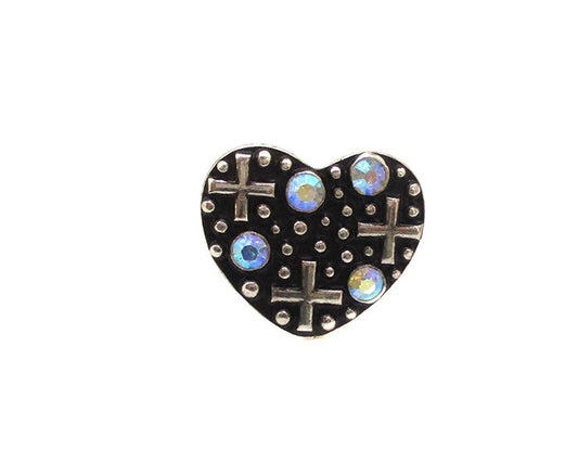 Western Crystal Heart Bubble Cuff Ring