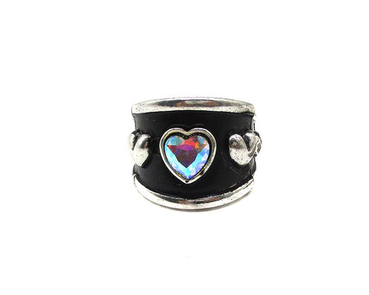 Western Bubble Crystal Heart Stretch Ring