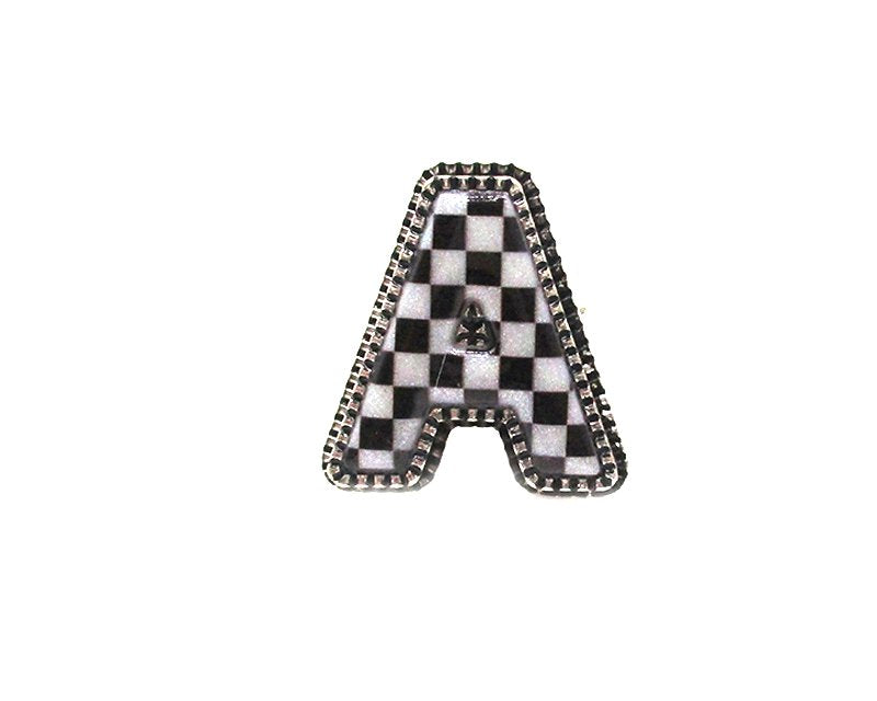 Checkered Bubble Initial Cuff Ring