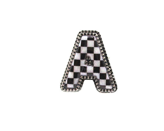 Checkered Bubble Initial Cuff Ring