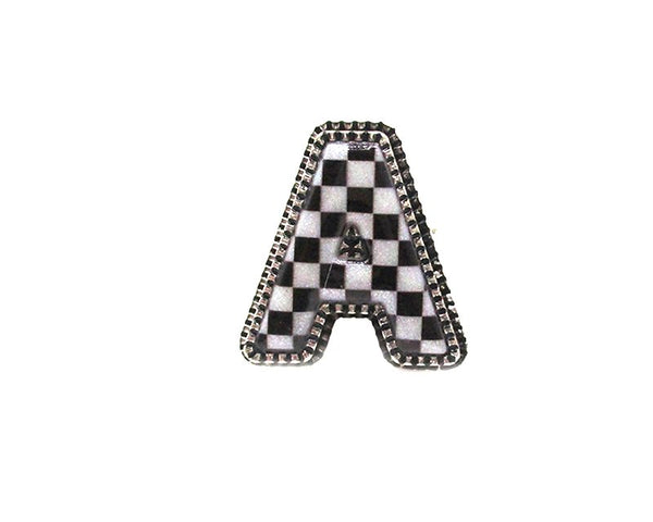 Checkered Bubble Initial Cuff Ring