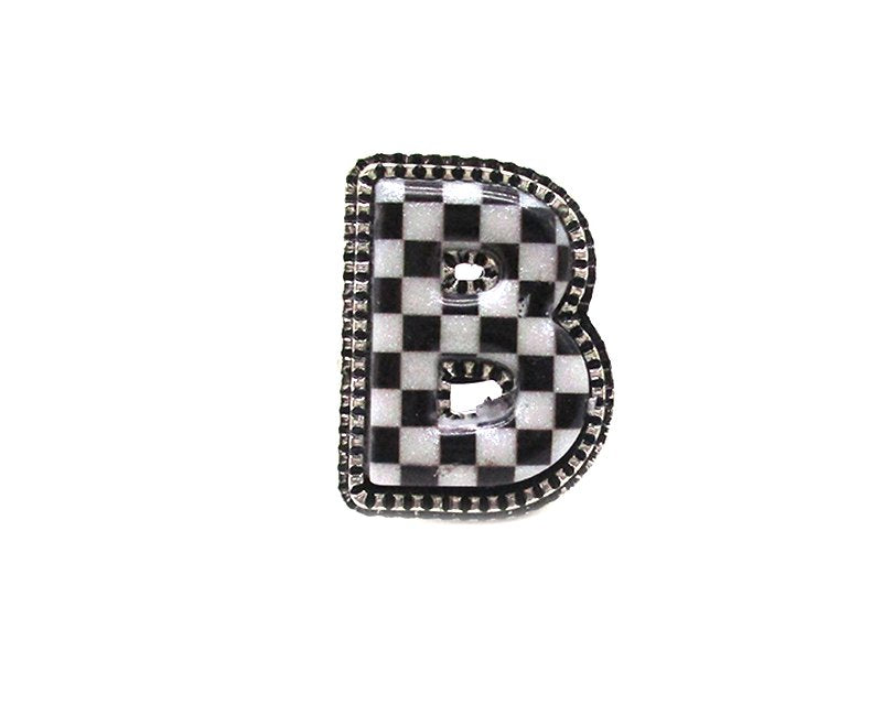 Checkered Bubble Initial Cuff Ring