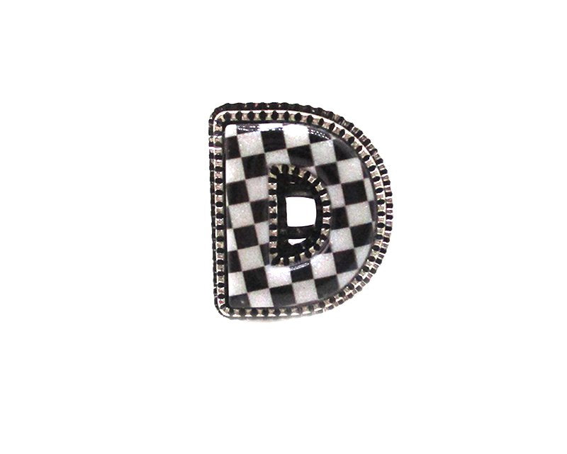 Checkered Bubble Initial Cuff Ring