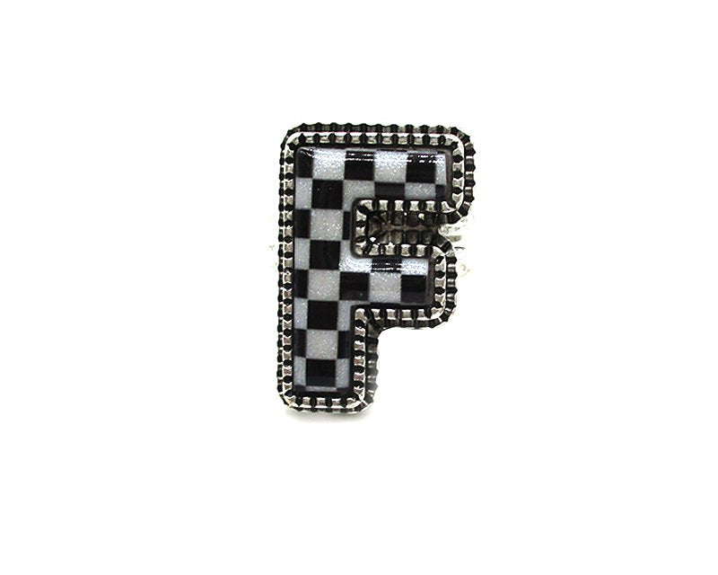 Checkered Bubble Initial Cuff Ring