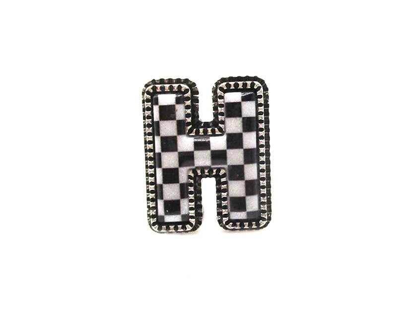 Checkered Bubble Initial Cuff Ring