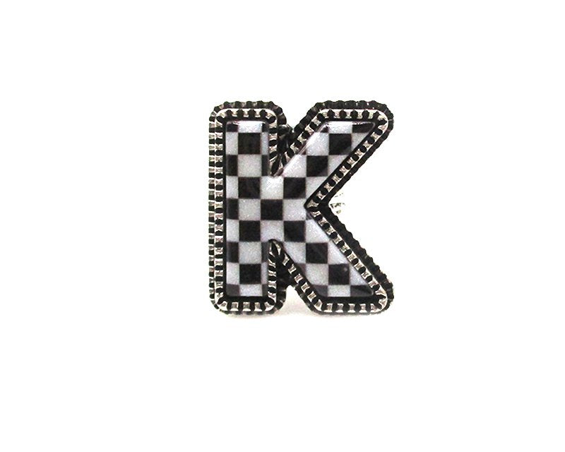 Checkered Bubble Initial Cuff Ring